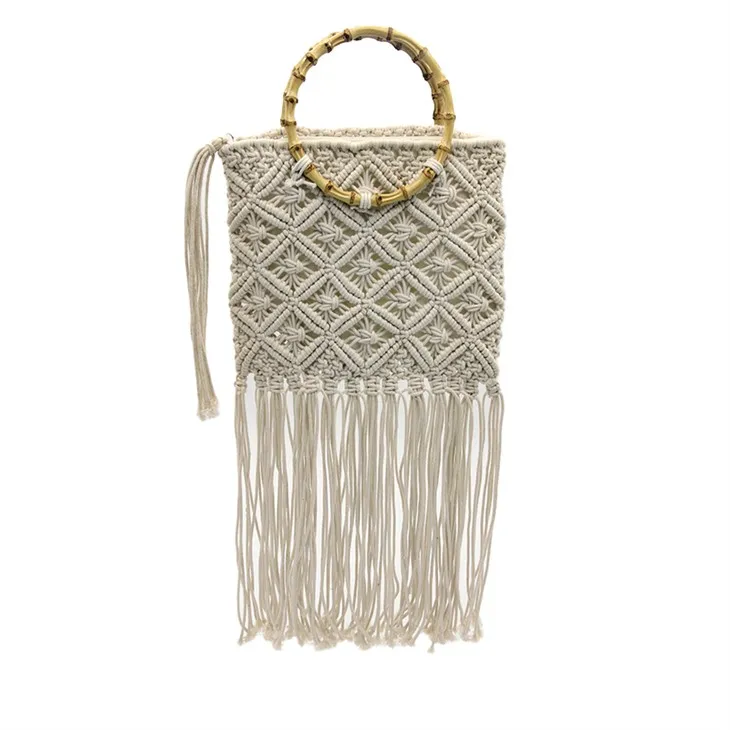 Geantă medie din croșetat din bambus