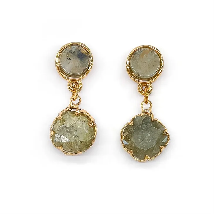 Cercel cu picătură verde marmură